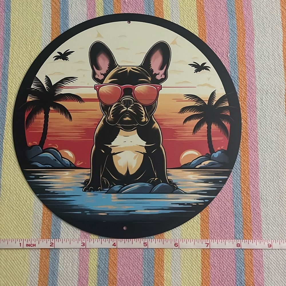 French Bulldog Metal Sign ~ Frenchie on the Beach